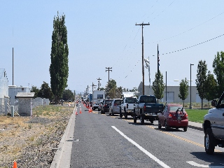 Line of cars trying to leave